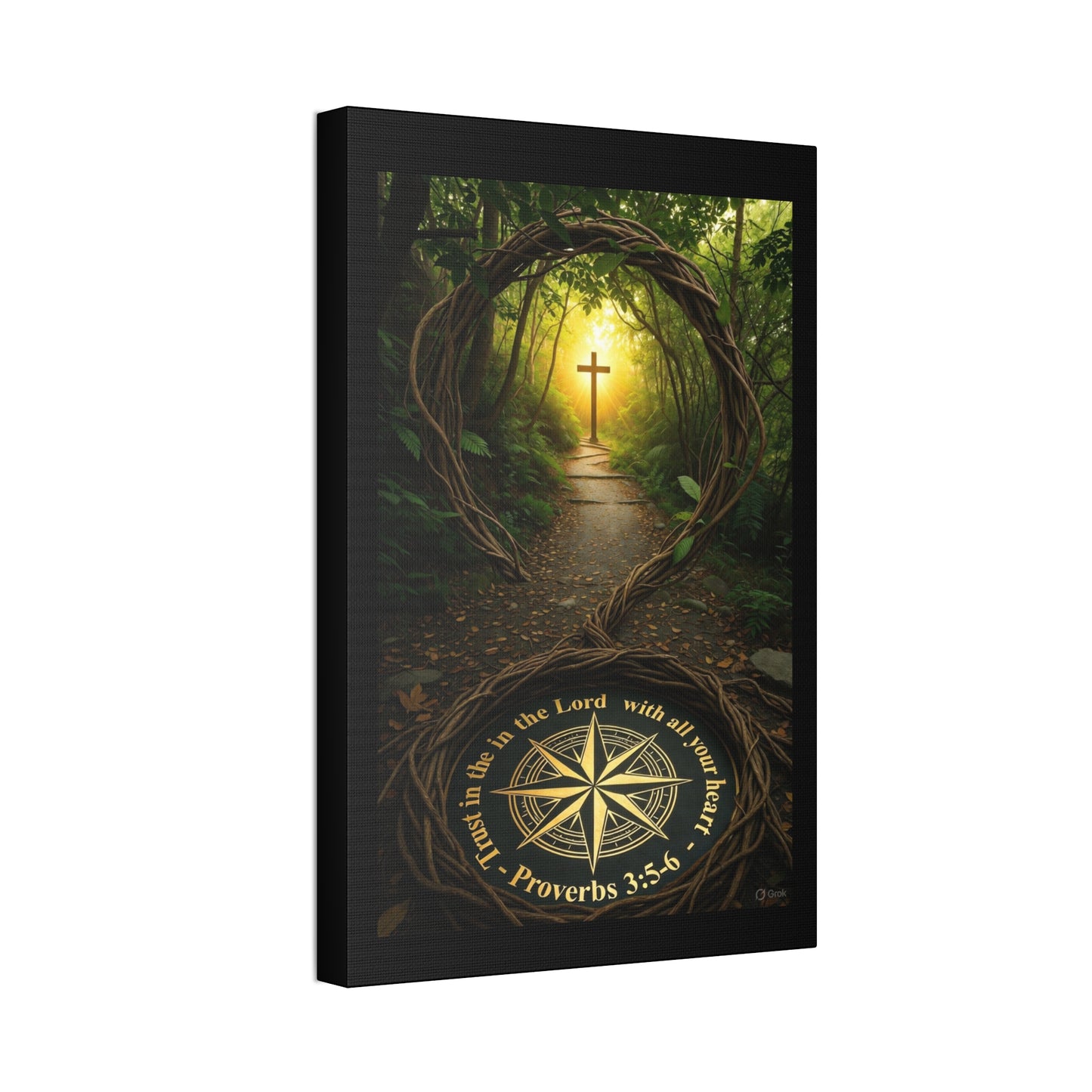 Christian Canvas Wall Art — 'Trust in the Lord' Cross Pathway (Proverbs 3:5-6)