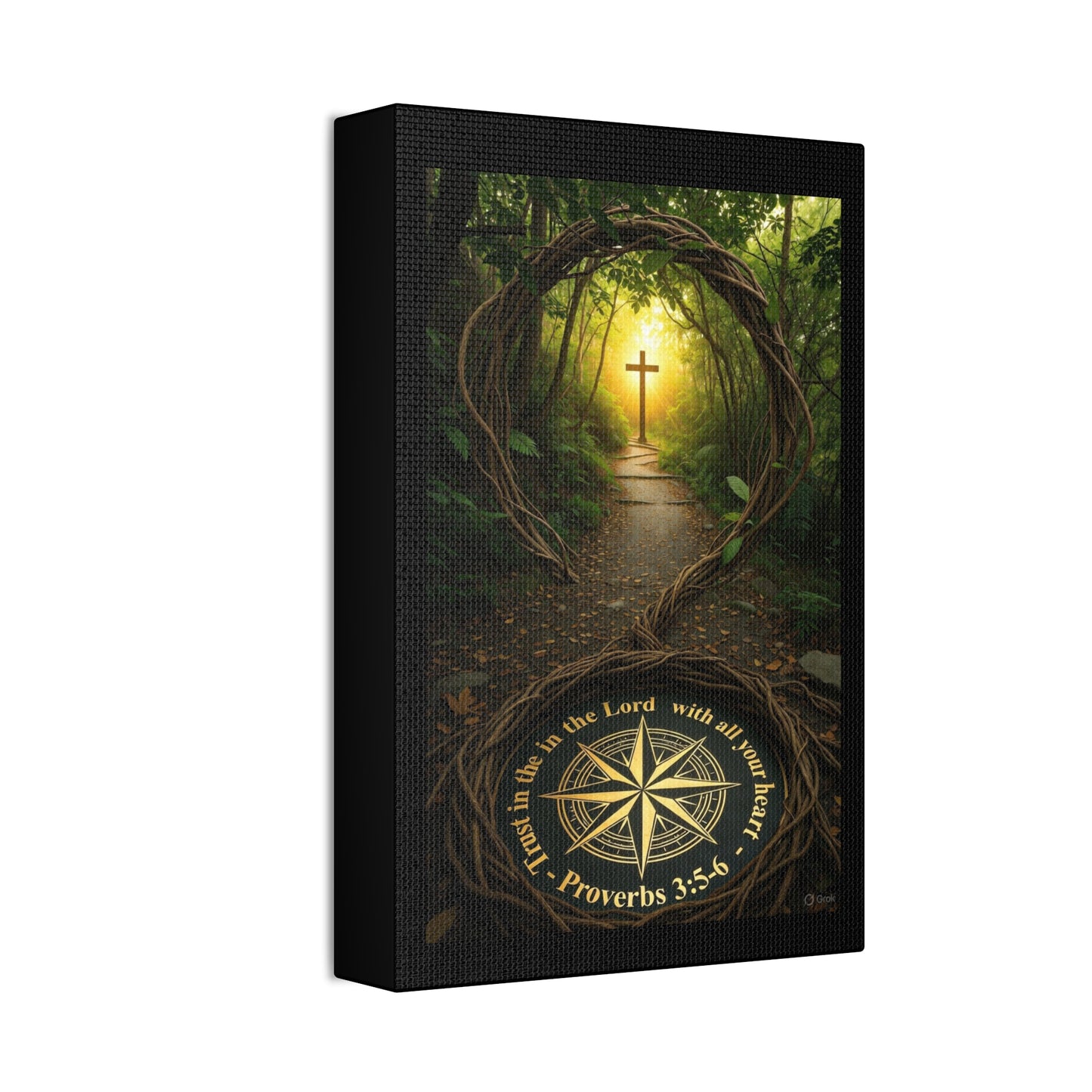 Christian Canvas Wall Art — 'Trust in the Lord' Cross Pathway (Proverbs 3:5-6)