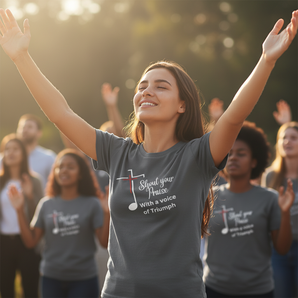 Shout Your Praise with a Voice of Triumph- Short Sleeve Tee