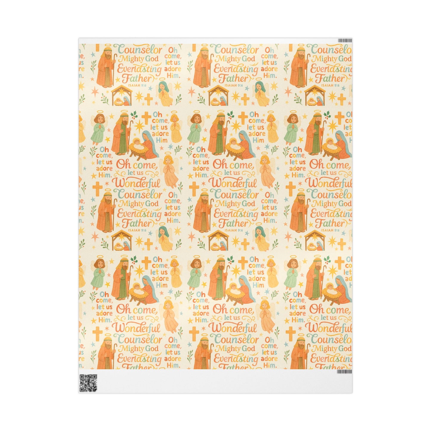 Christmas Nativity Wrapping Paper — "His Name Shall Be Called Wonderful Counselor" Religious Gift Wrap