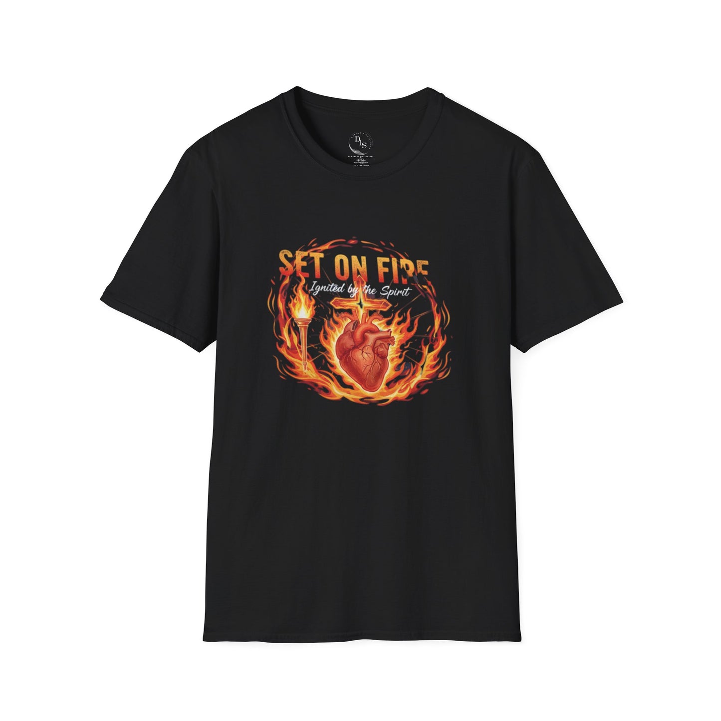 Set on Fire Heart T-Shirt — Flaming Sacred Heart Graphic Tee