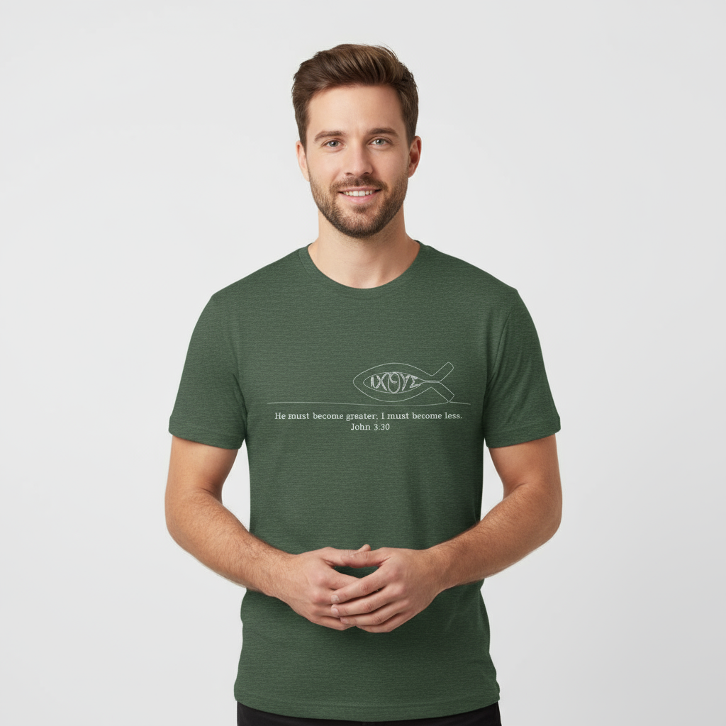 John 3:30 He must become greater I must become less minimalist t shirt Jersey Short Sleeve Tee