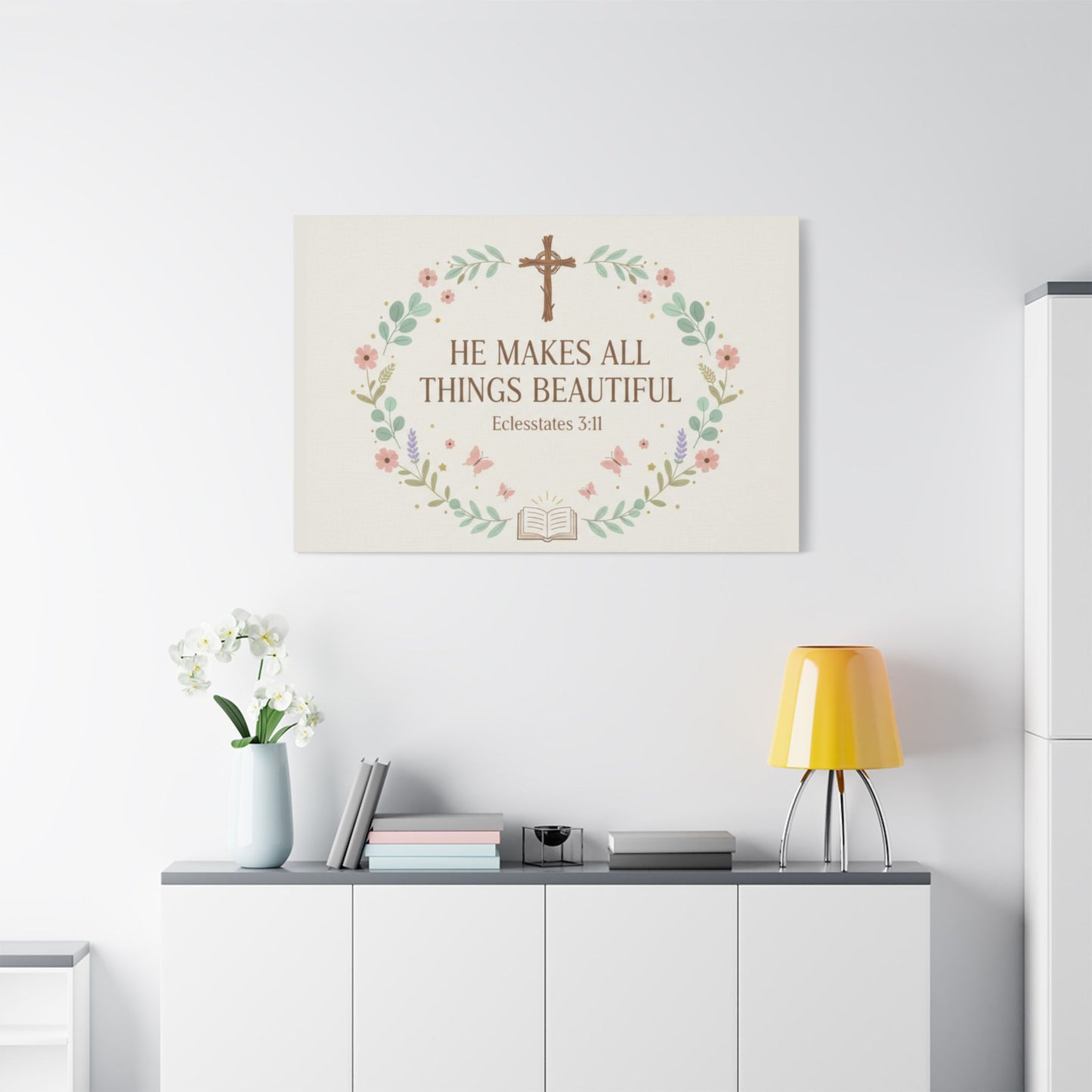 He Makes All Things Beautiful Satin Canvas Wall Art (Ecclesiastes 3:11)