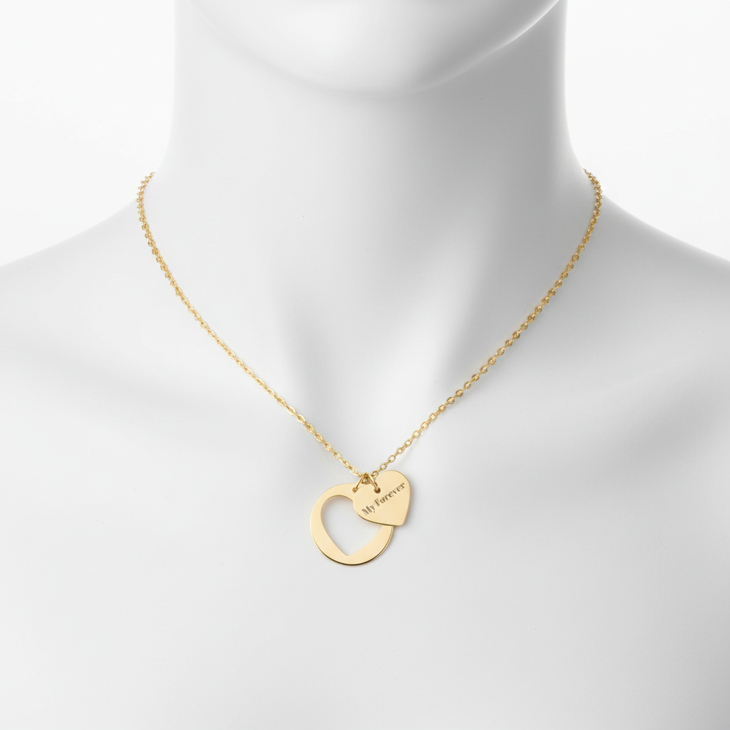 Engravable Heart Cutout Necklace — Personalized Silver Pendant for Women, Gift for Anniversary & Mother's Day