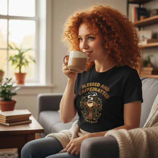 T-Shirt — Blessed and Caffeinated Coffee Tee