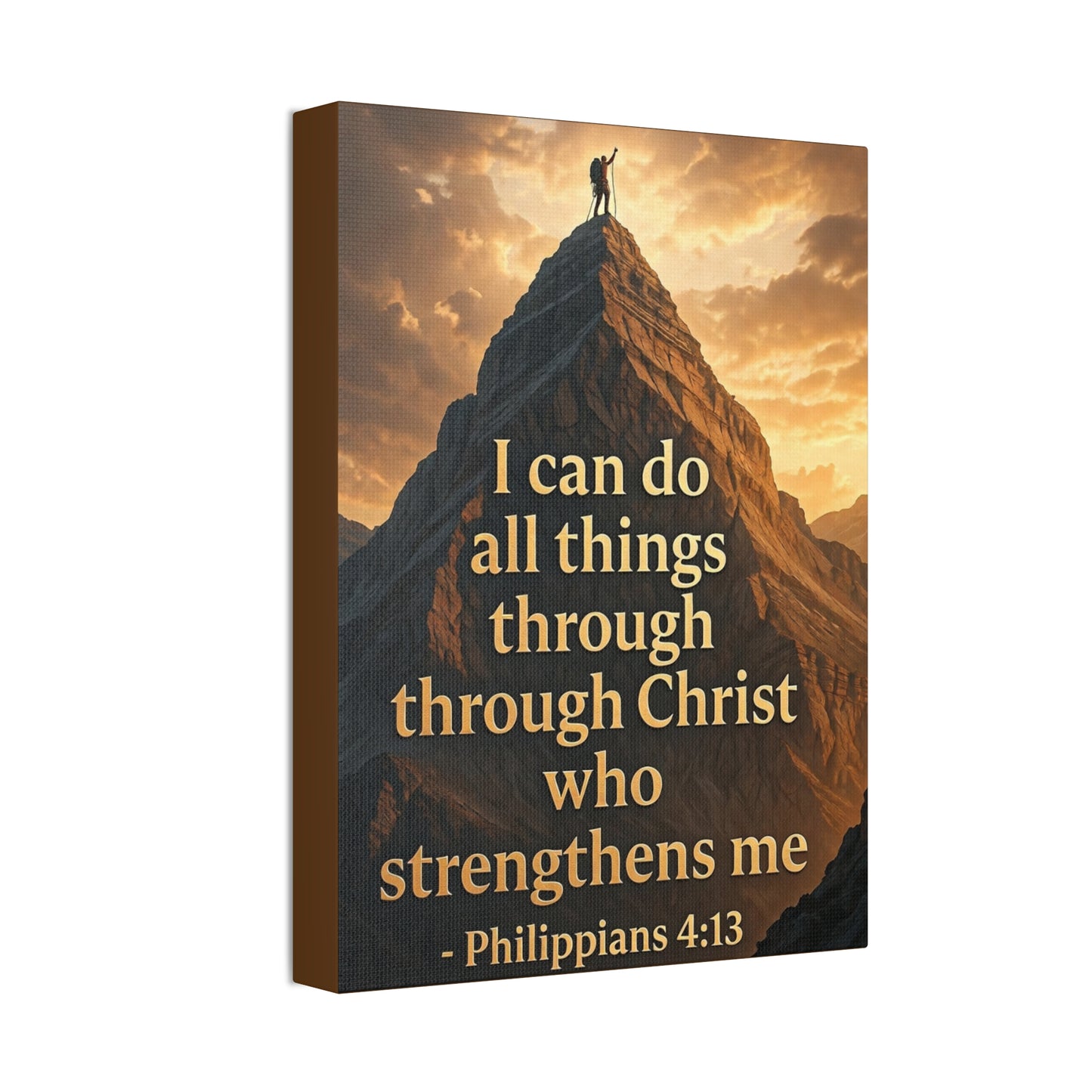 Philippians 4:13 Mountain Canvas Print — Inspirational Christian Wall Art