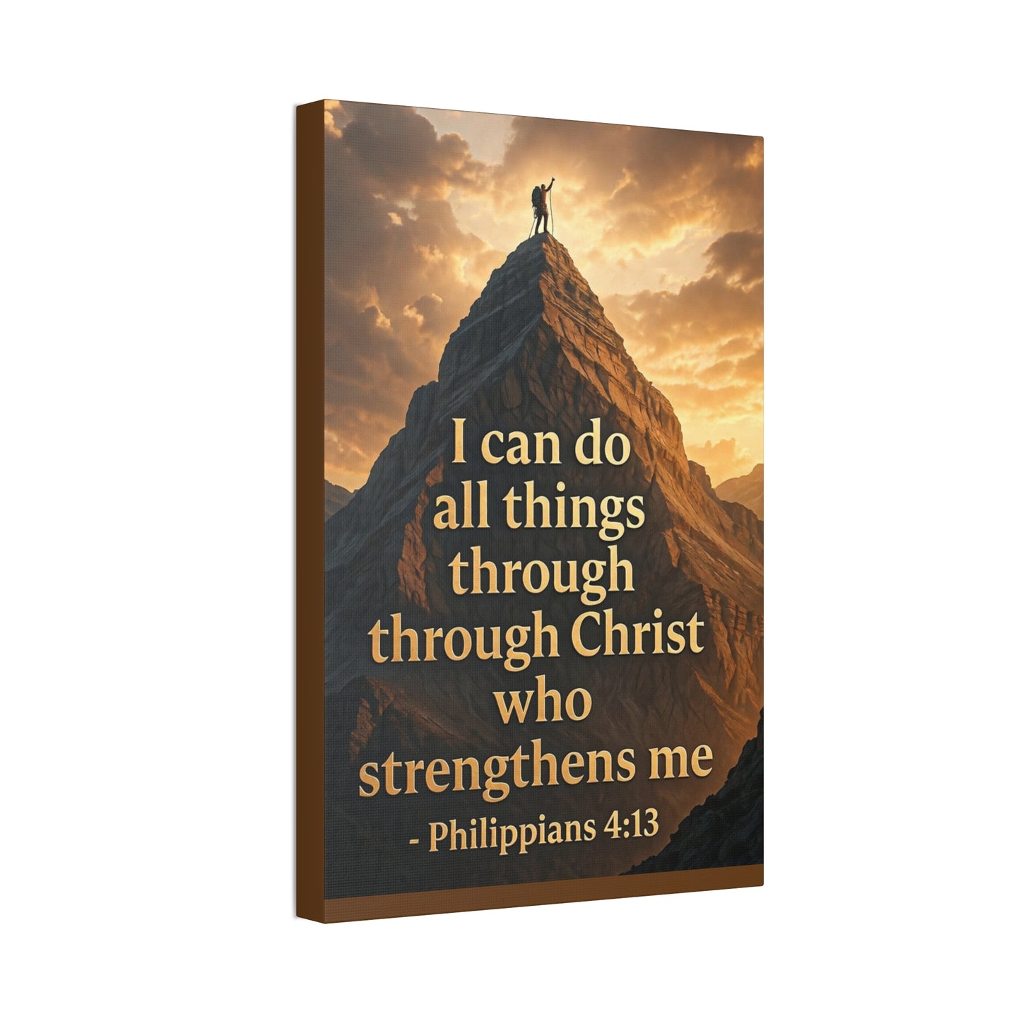 Philippians 4:13 Mountain Canvas Print — Inspirational Christian Wall Art