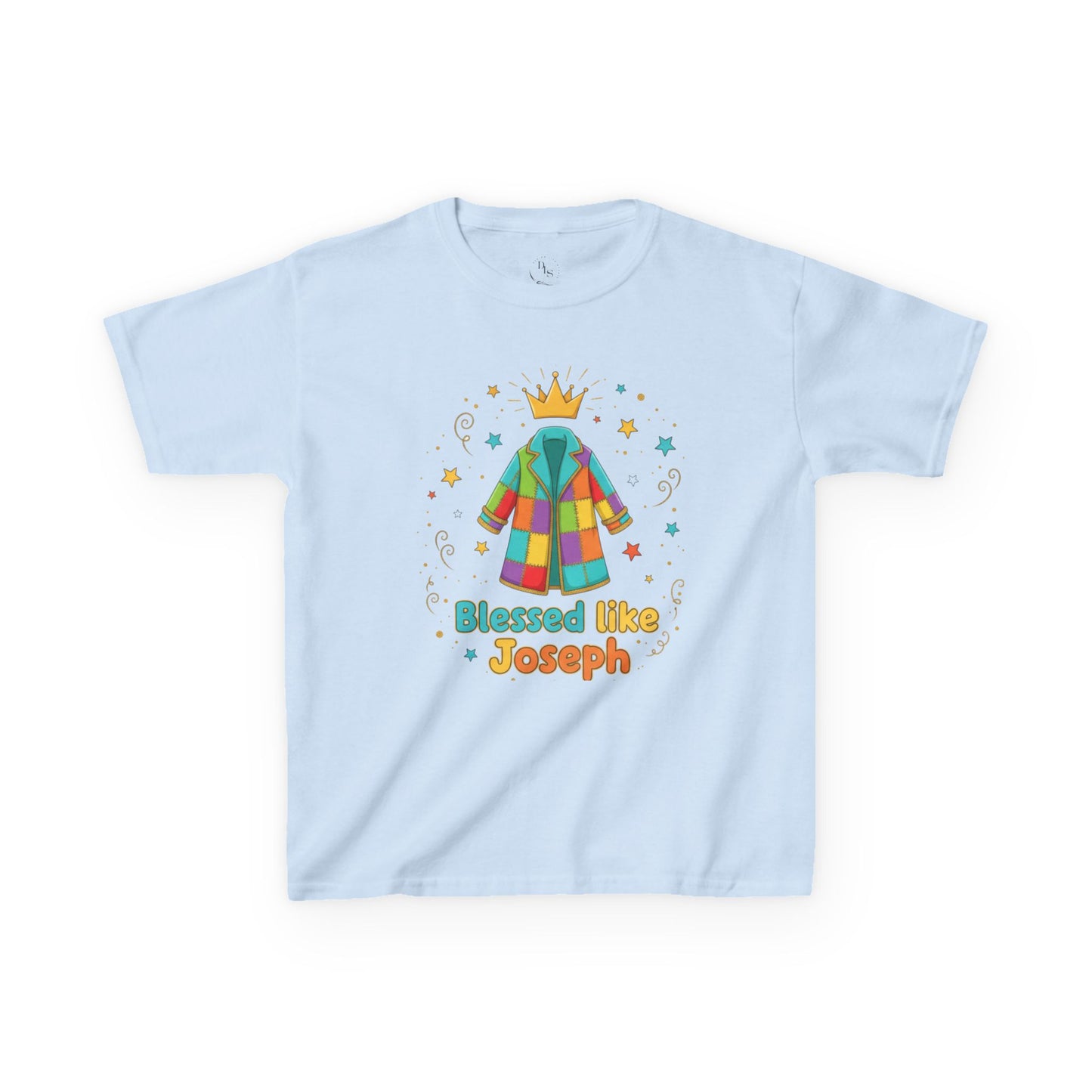 Kids Tee — 'Blessed like Joseph' Colorful Coat Kids Shirt (Religious Easter Nativity Gift)