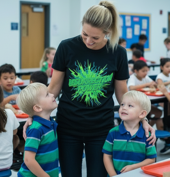 Resurrection Power T-Shirt — Neon Green Explosion Christian Graphic Tee