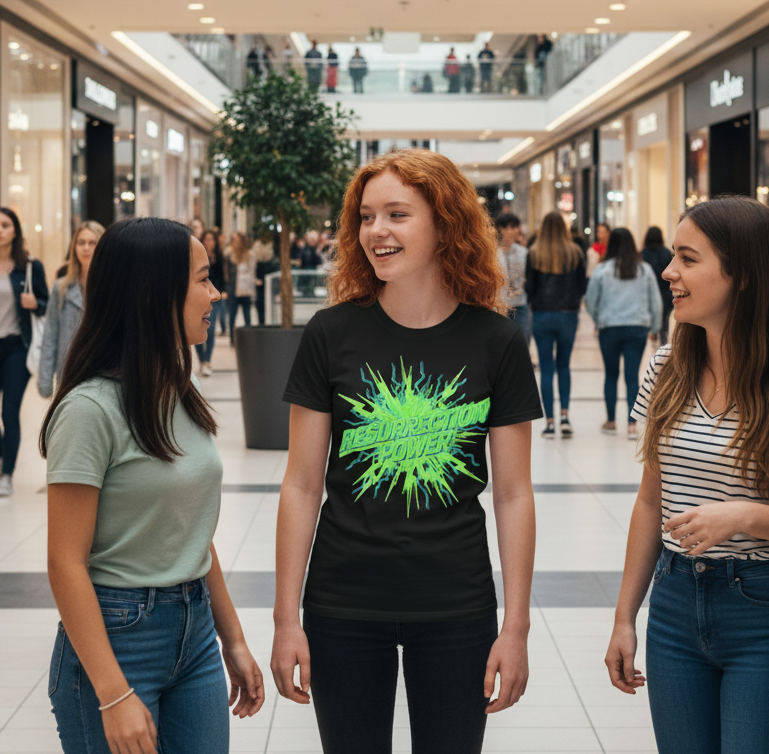 Resurrection Power T-Shirt — Neon Green Explosion Christian Graphic Tee