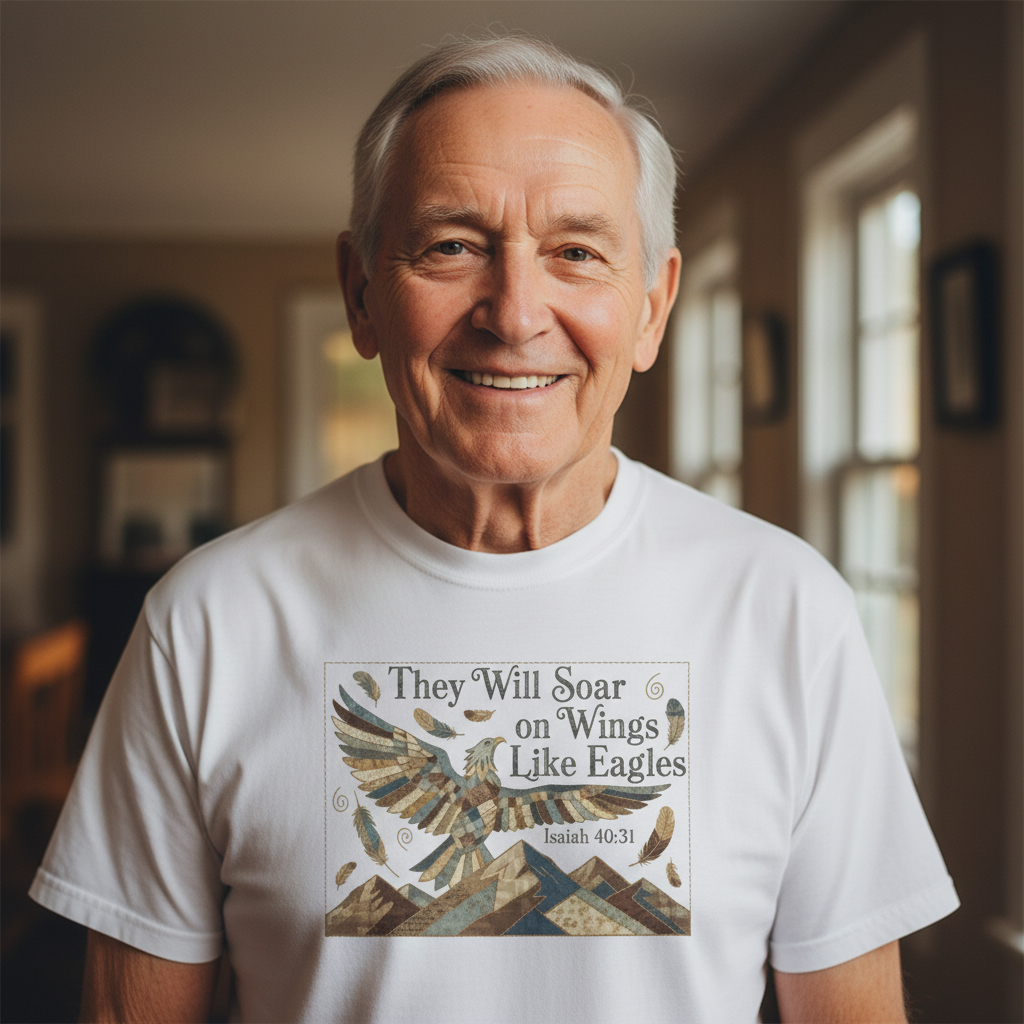 Eagles Wings T-Shirt — "They Will Soar on Wings Like Eagles" Isaiah 40:31 Christian Tee