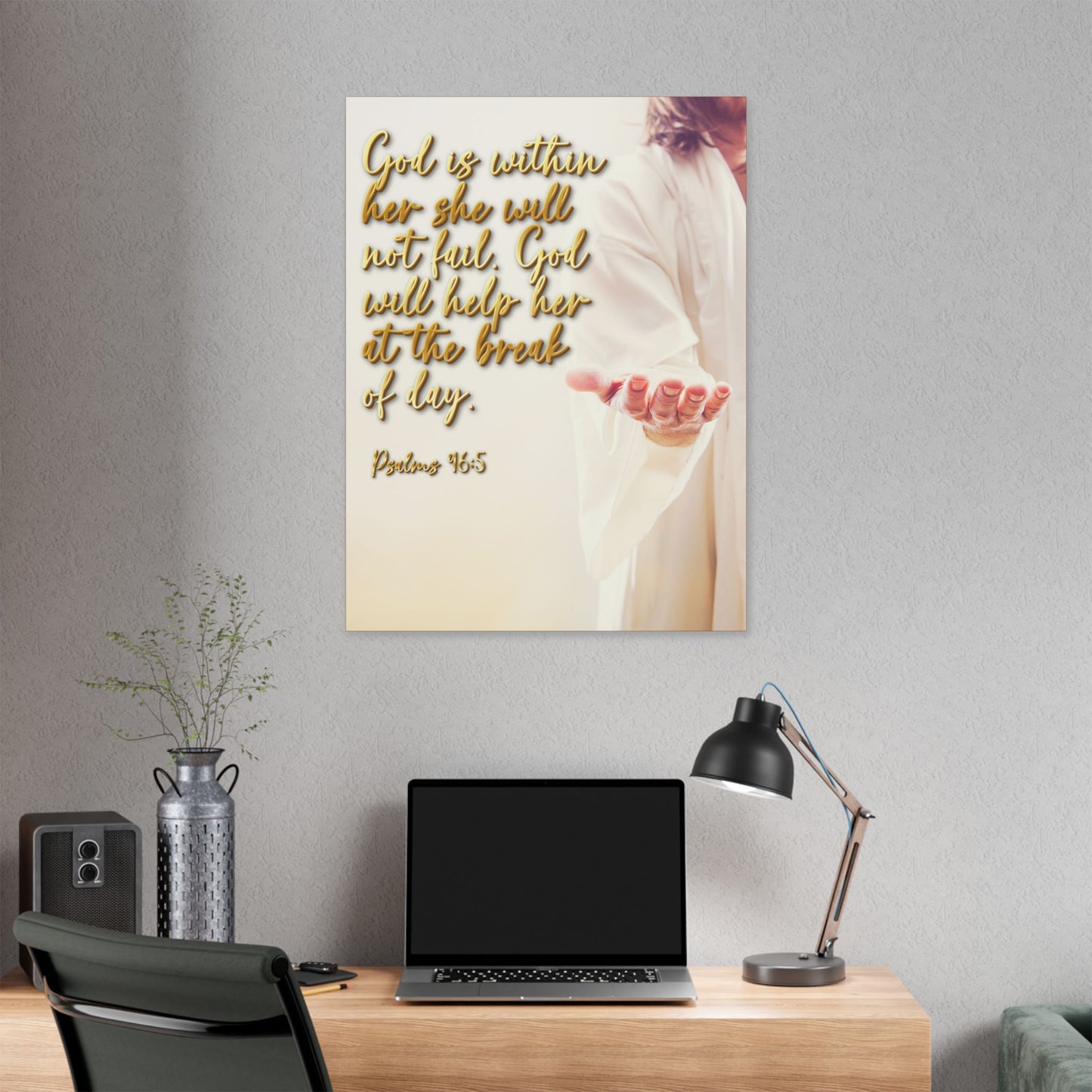 Psalm 46:5 Canvas Wall Art - Inspirational Christian Scripture Print