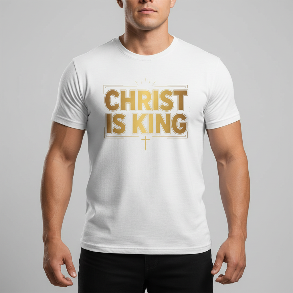 Christ Is King T-Shirt — Gold Foil Christian Faith Tee