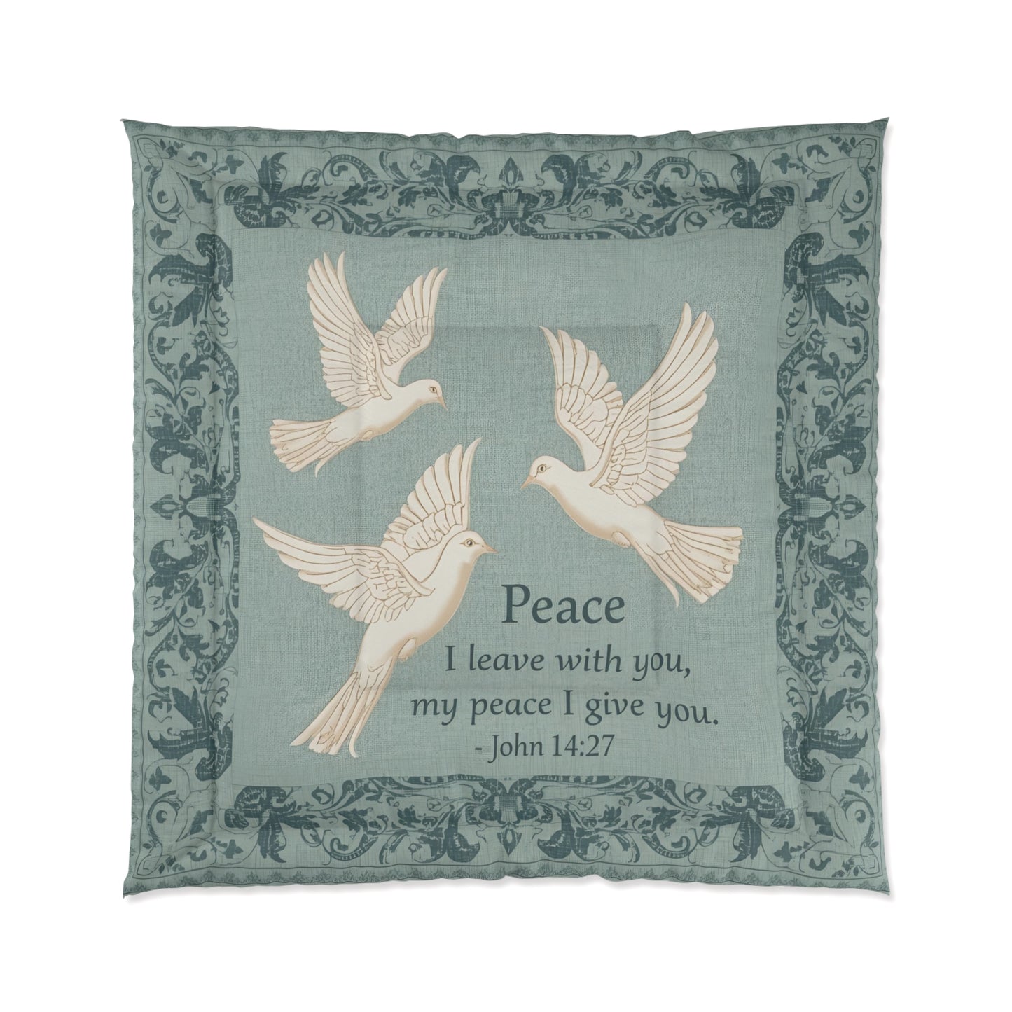 Comforter — Peace Doves John 14:27 Religious Quilt Cover