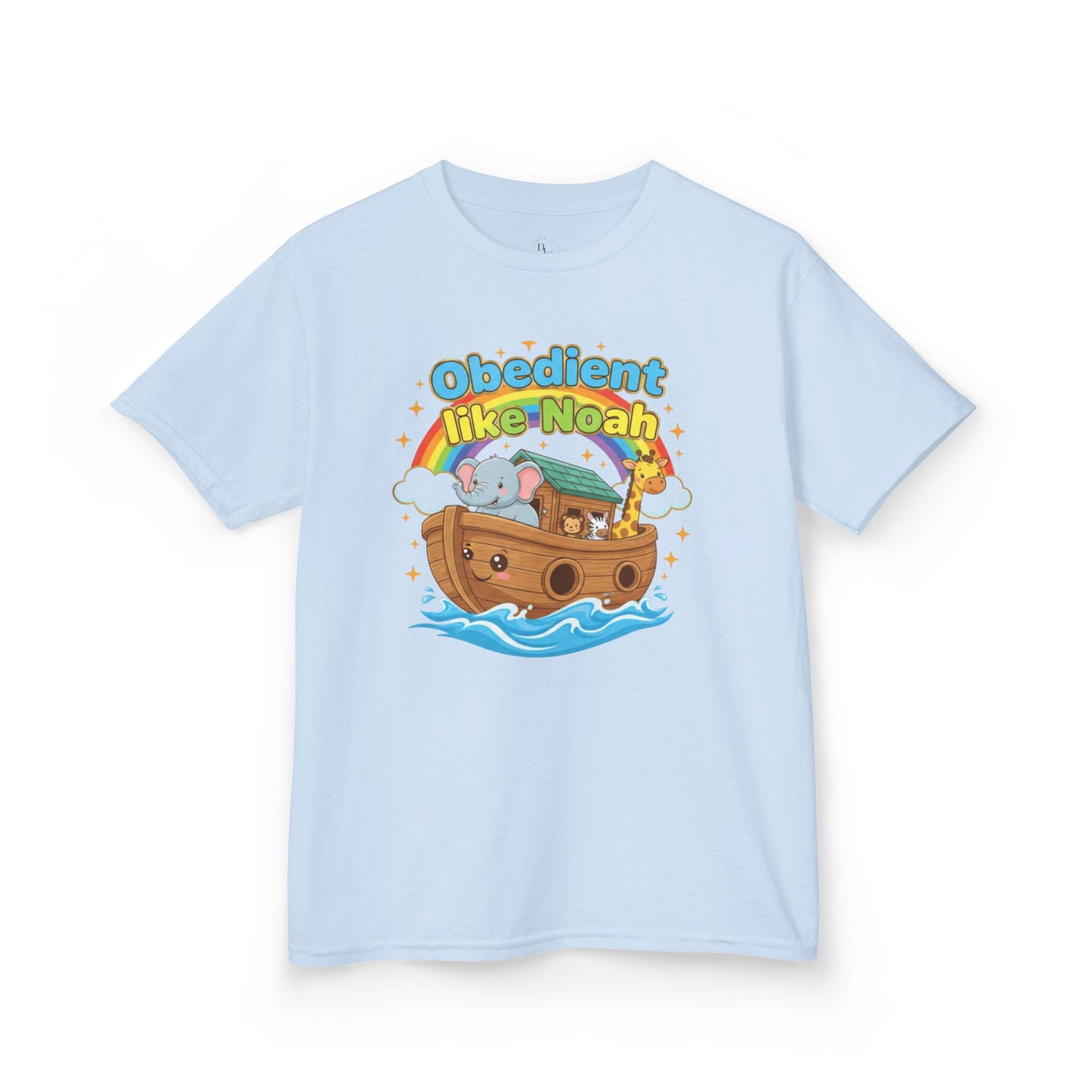 Kids Tee — "Obedient Like Noah" Cute Noah's Ark Bible Shirt