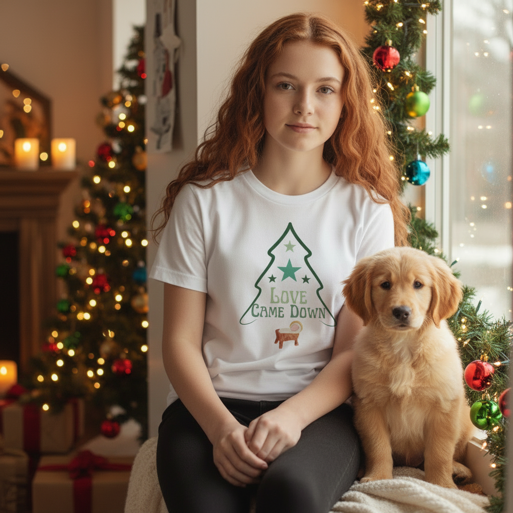 Christmas Tree T‑Shirt — "Love Came Down" Holiday Tee