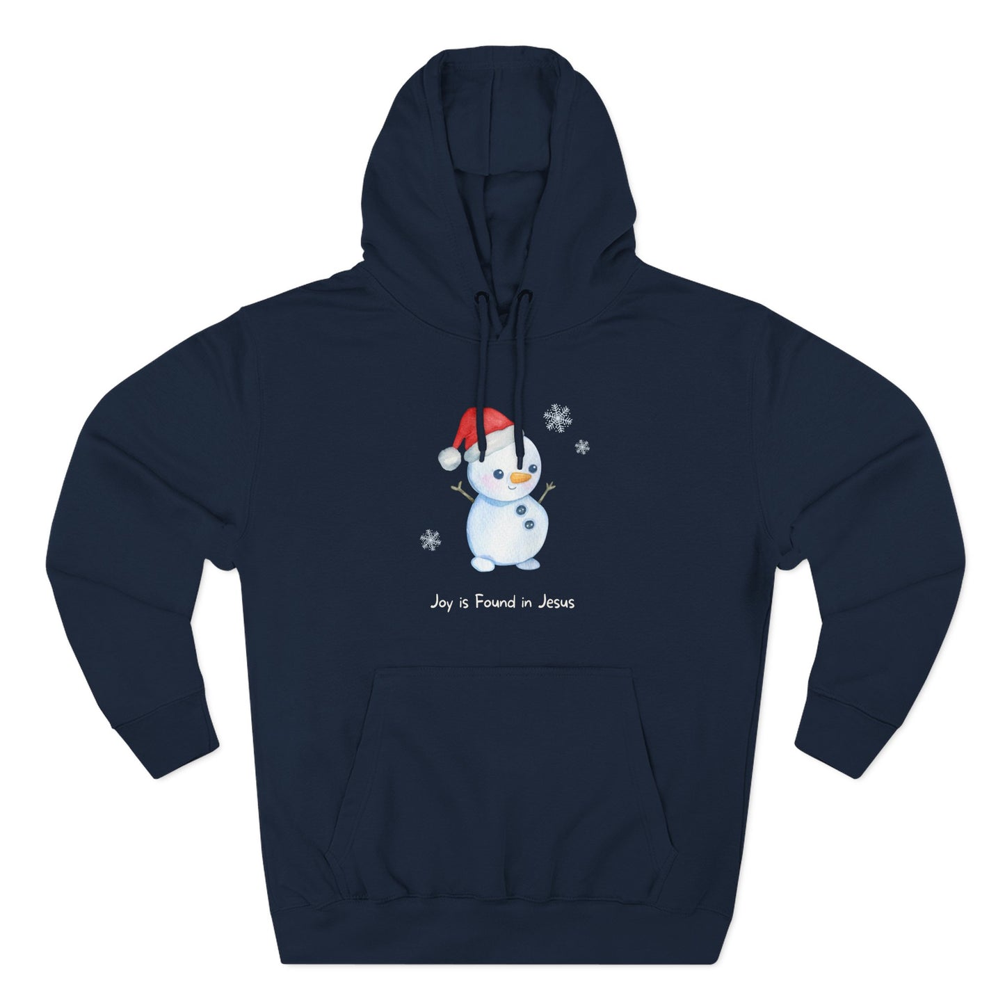 Joy in Jesus Holiday Snowman Cozy Holiday Fleece Hoodie featuring Snowman, Christmas Gift, Winter Apparel, Cute Sweatshirt for Kids, Family Matching Outfit