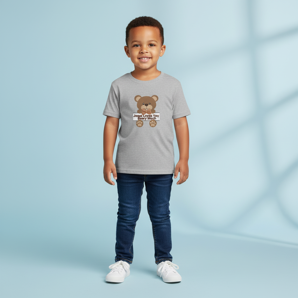 Kids Bear Tee - Jesus Loves You Beary Much! Cute Cotton T-Shirt for Kids, Birthday Gift, Kids' Casual Wear, Gifts for Children