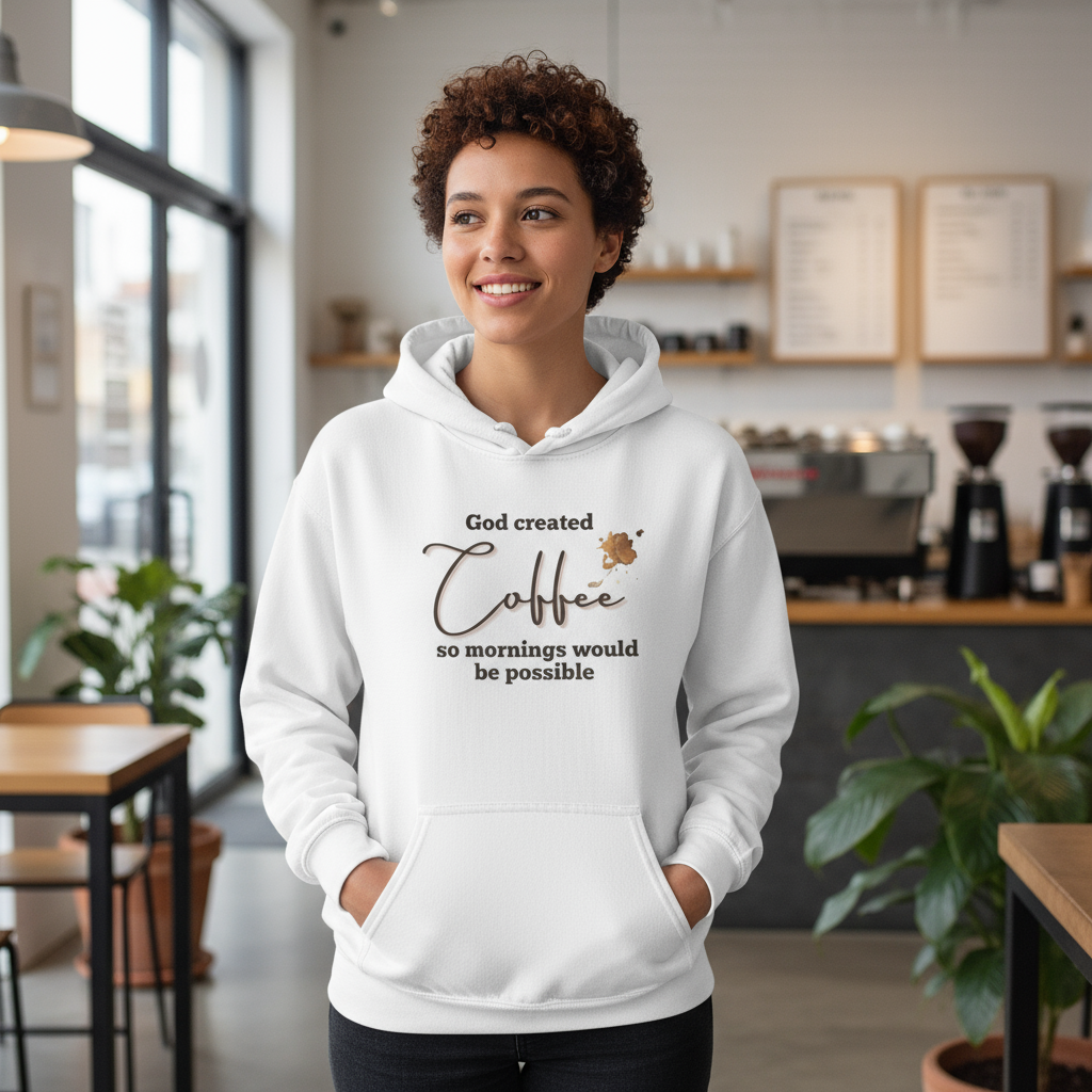 Coffee Lover Hoodie — "God Created Coffee, so mornings could be possible.