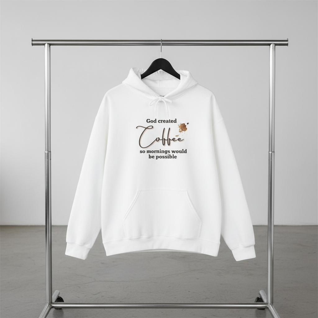 Coffee Lover Hoodie — "God Created Coffee, so mornings could be possible.
