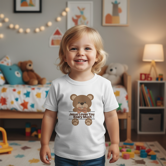 Jesus Loves Me Beary Much - Kids Heavy Cotton™ Tee