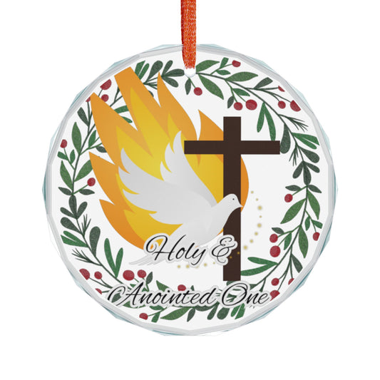 Heart-Shaped Crystal Glass Ornament with Dove and Cross Design, Religious Gift, Christian Ornament, Holiday Decoration, Faith-Based Keepsake