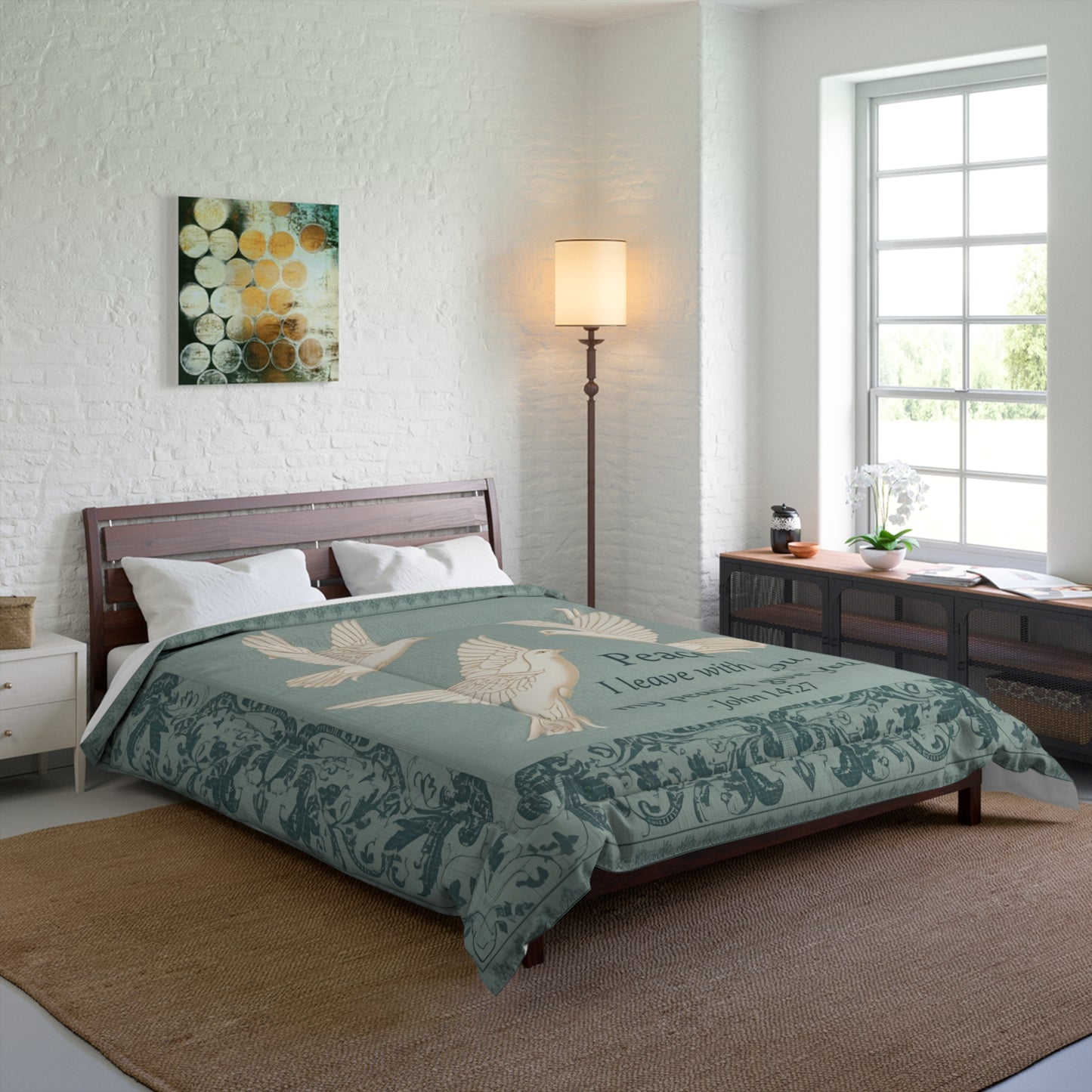 Comforter — Peace Doves John 14:27 Religious Quilt Cover