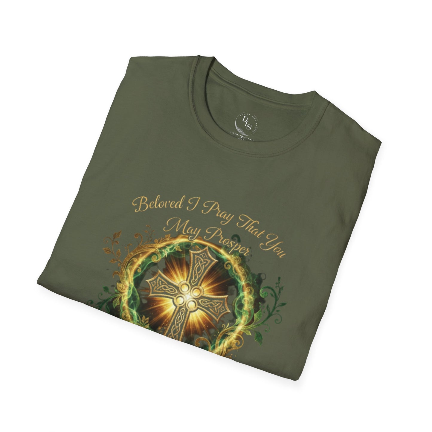 T-Shirt — Celtic Tree of Life Floral Beloved I pray that you may prosper even as my soul prospers Design (Earthy Nature Graphic)