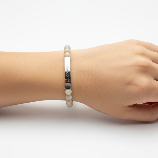 Freedom - Inspirational Natural Stone Bracelet - Engraved 'Freedom'