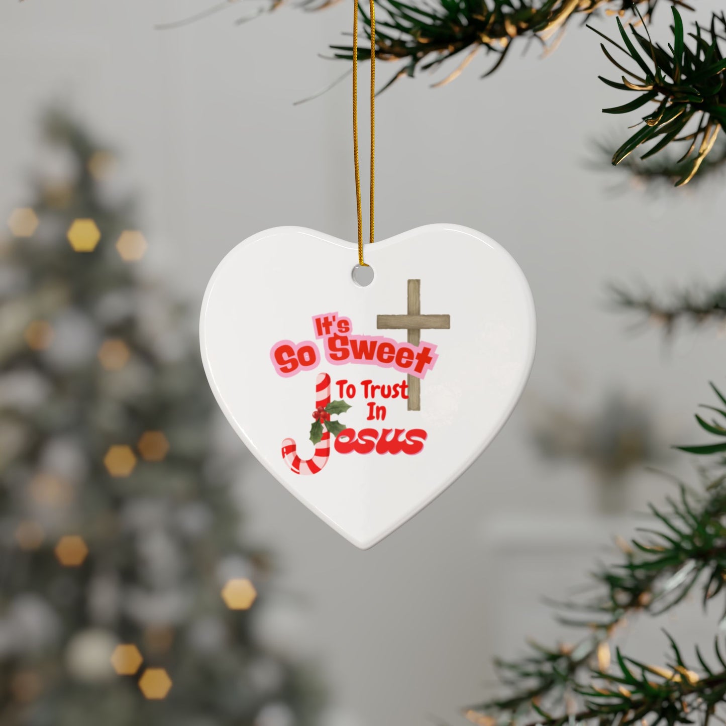 Ornament - Sweet to Trust in Jesus Candy Cane Ornament, 2-Side Print