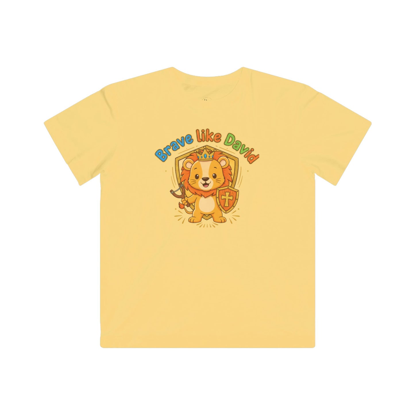 'Brave Like David' Kids Tee — Cute Lion Knight Children's T‑Shirt