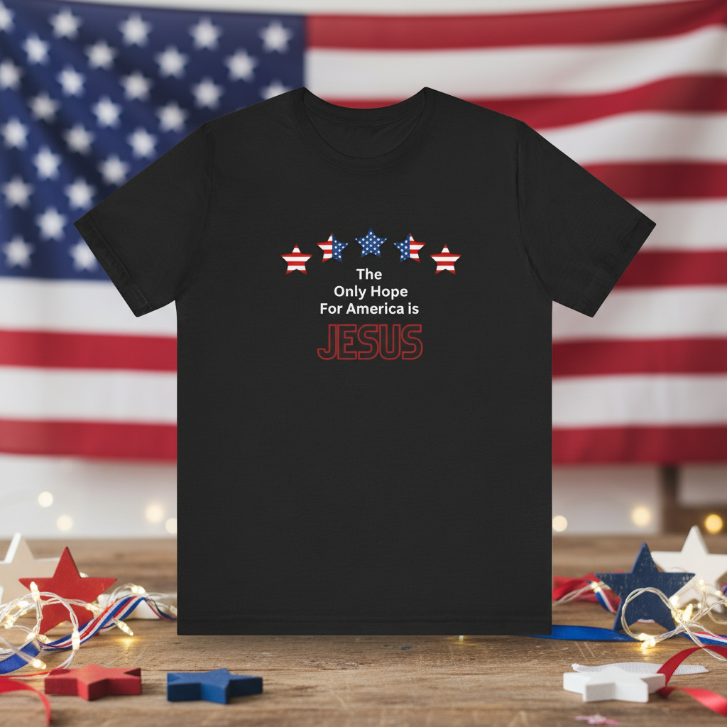 The Only Hope For America is Jesus - Short Sleeve Tee