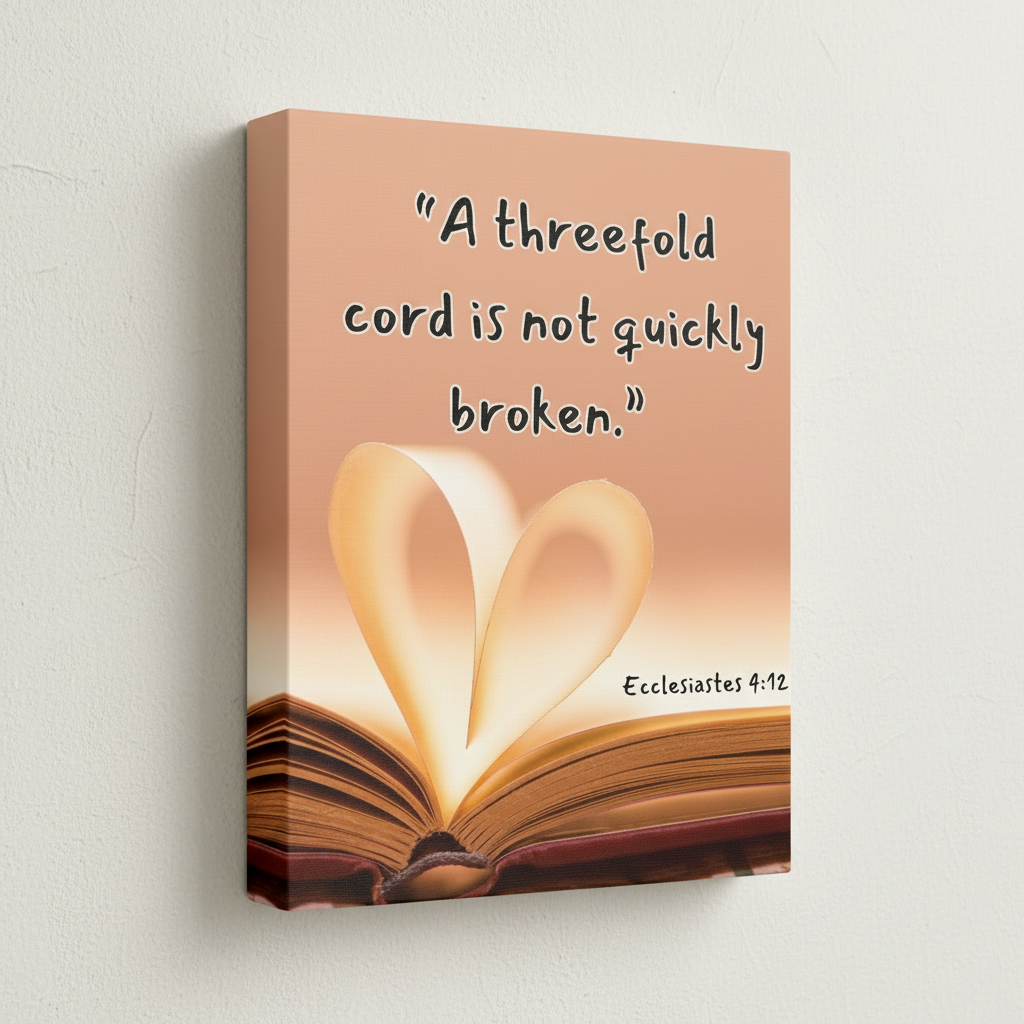 Ecclesiastes 4:12 Canvas - “A Threefold Cord Is Not Quickly Broken” Inspirational Wall Art