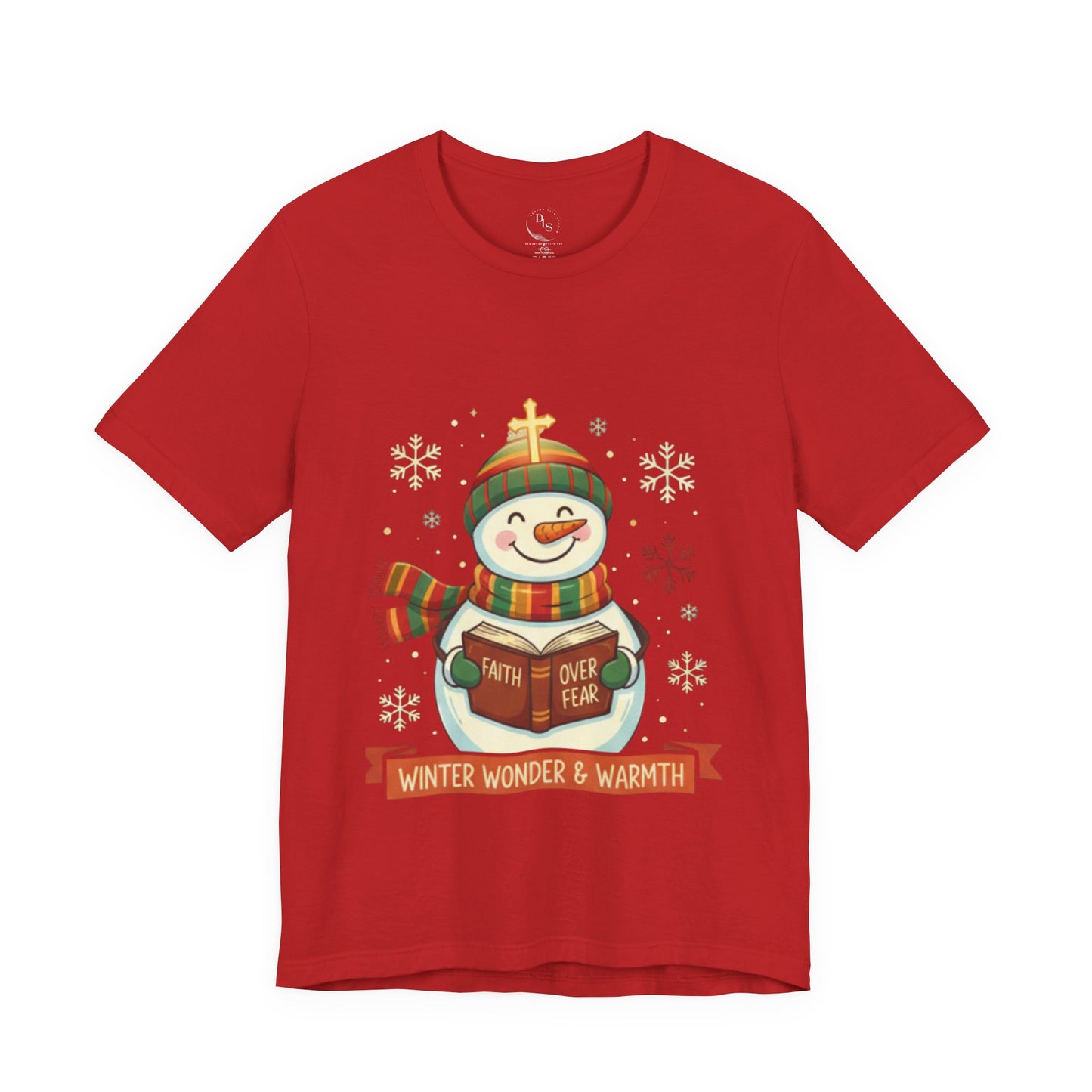 Winter Wonder Warmth Snowman Christmas Tee - Faith Over Fear Snowman Design