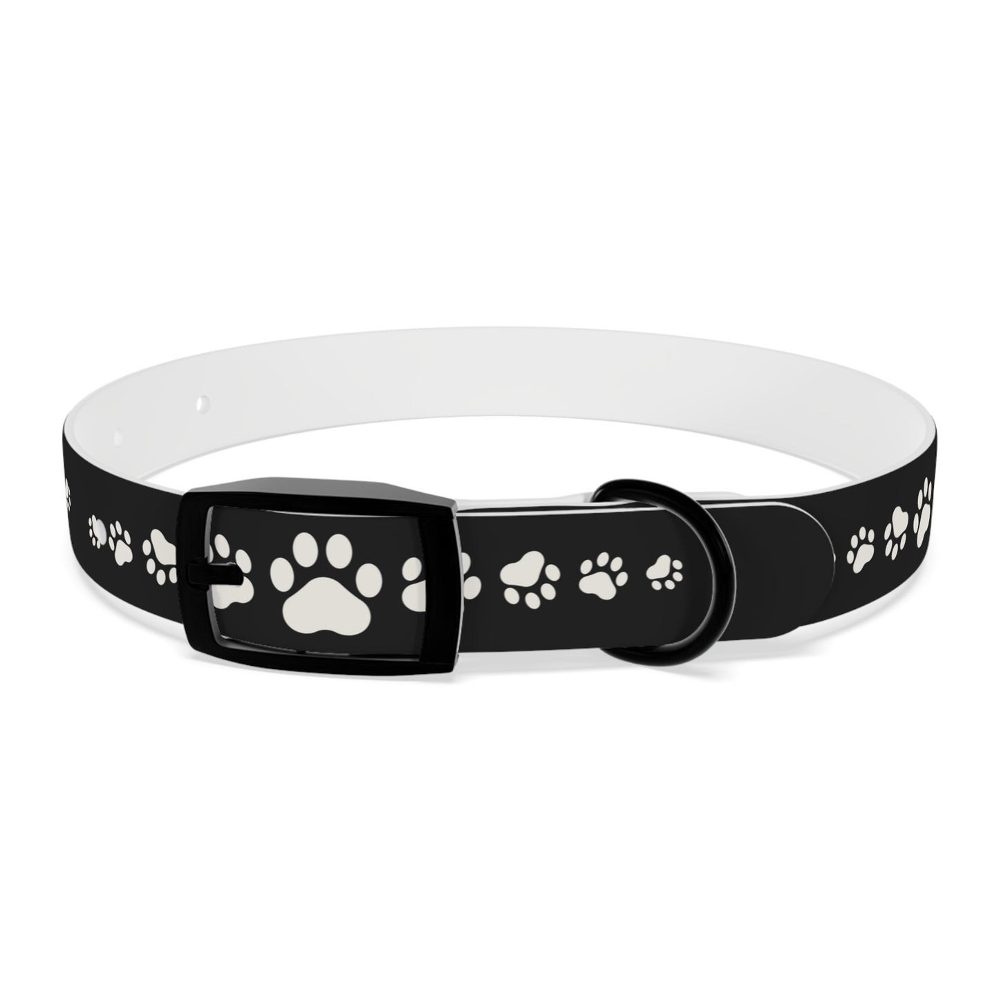 Red Paw Print Dog Collar — Durable Adjustable Pet Collar for Small & Medium Dogs