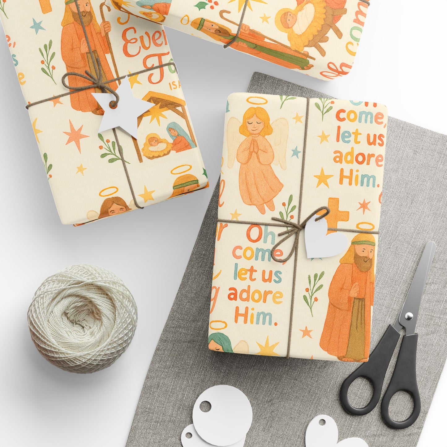 Christmas Nativity Wrapping Paper — "His Name Shall Be Called Wonderful Counselor" Religious Gift Wrap