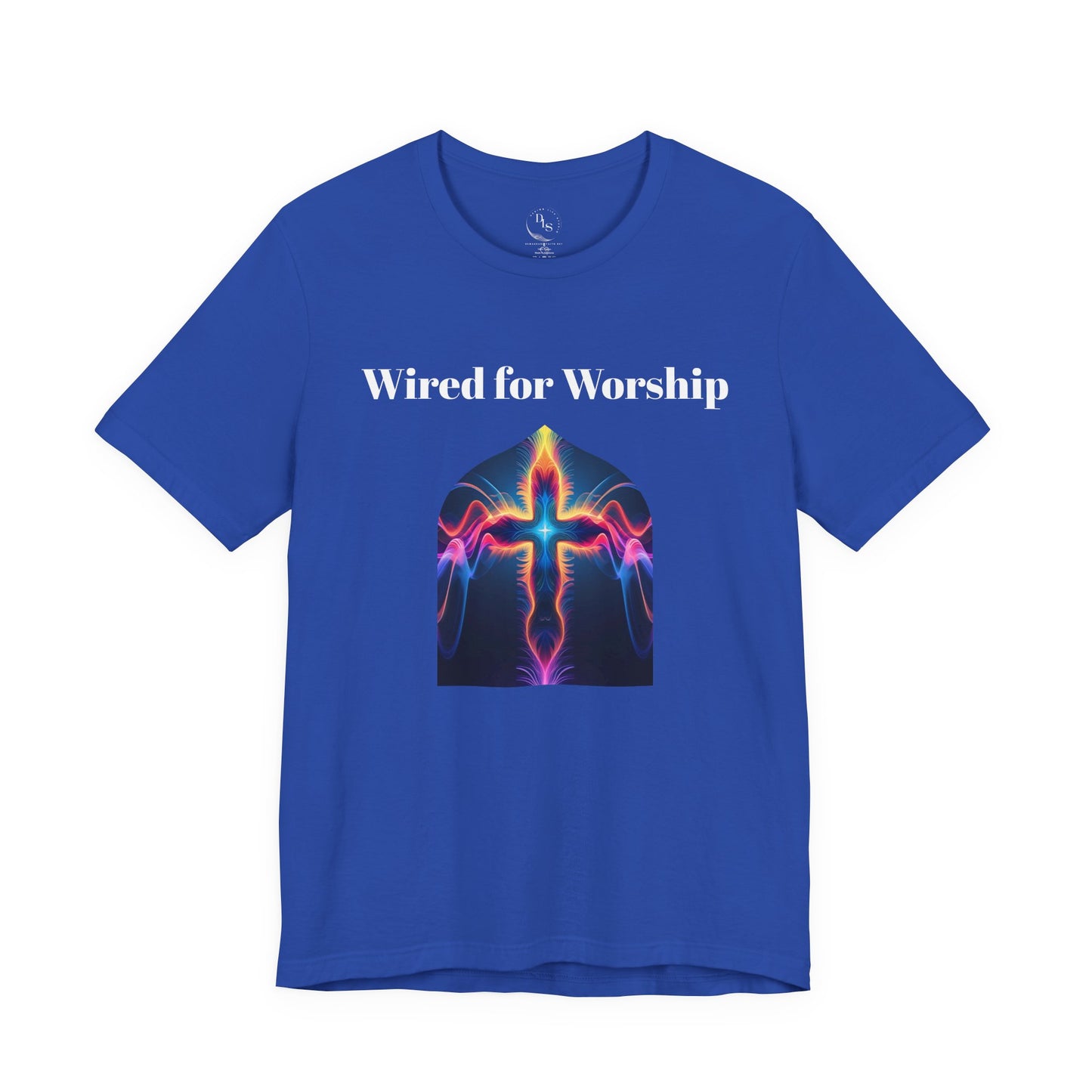 Wired for Worship.  Electric Cross Graphic Tee - Unisex Jersey Short Sleeve Shirt