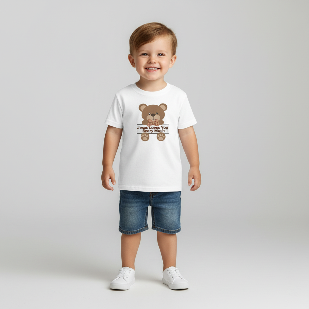 Kids Bear Tee - Jesus Loves You Beary Much! Cute Cotton T-Shirt for Kids, Birthday Gift, Kids' Casual Wear, Gifts for Children