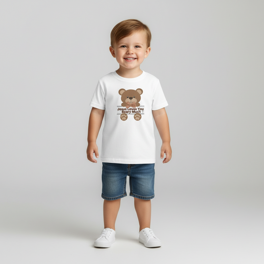 Kids Bear Tee - Jesus Loves You Beary Much! Cute Cotton T-Shirt for Kids, Birthday Gift, Kids' Casual Wear, Gifts for Children