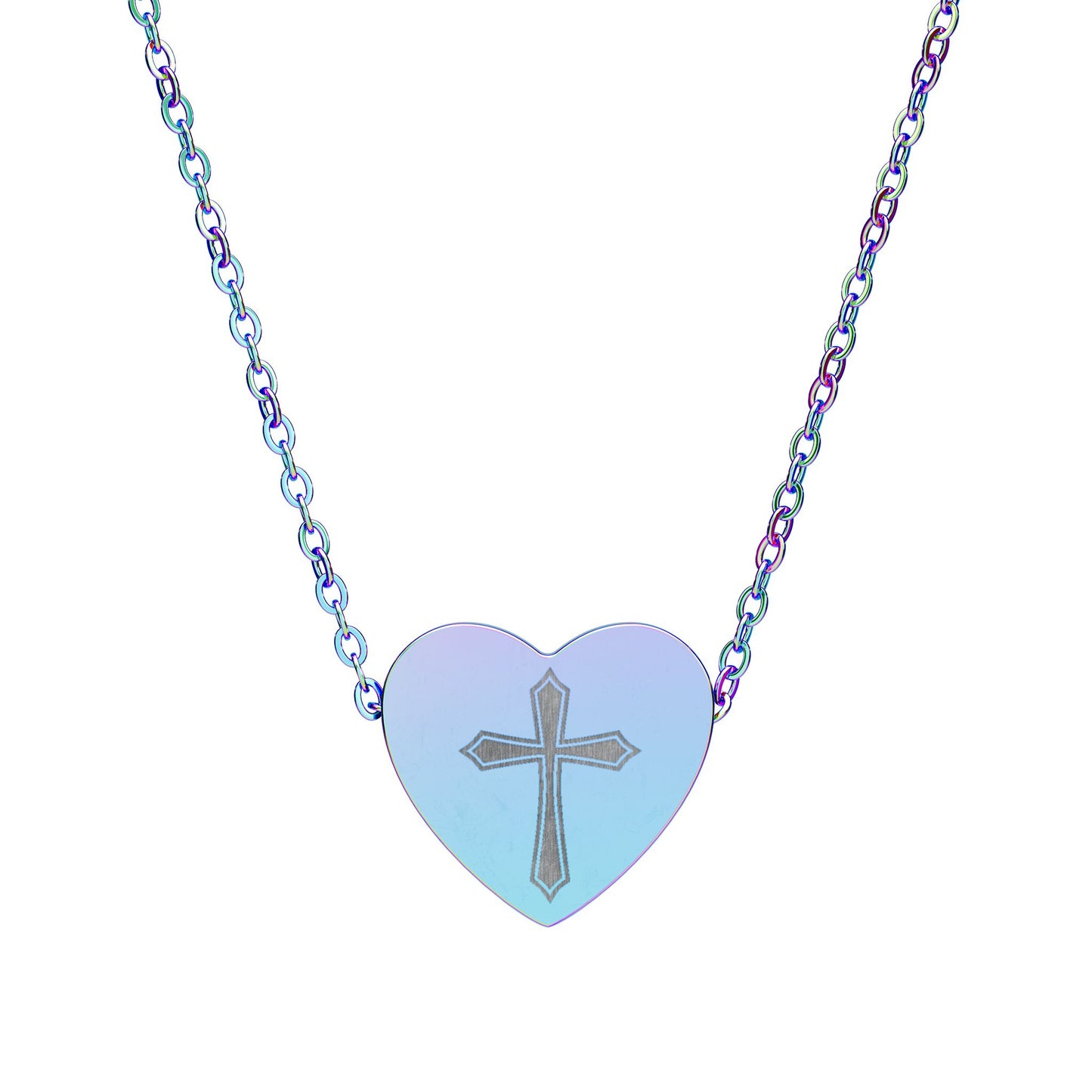 Heart cross Necklace (Engraving)