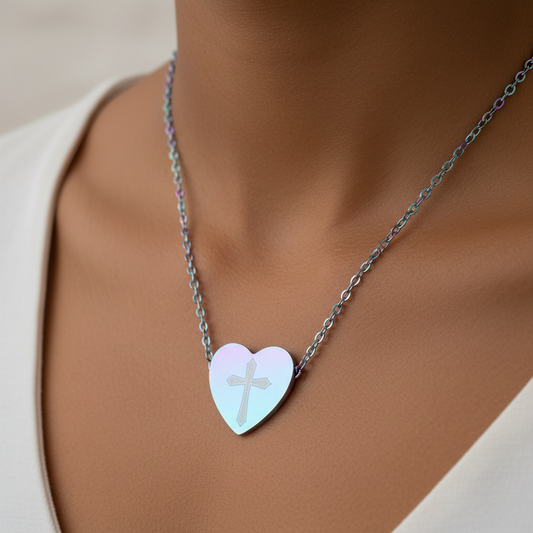 Heart cross Necklace (Engraving)