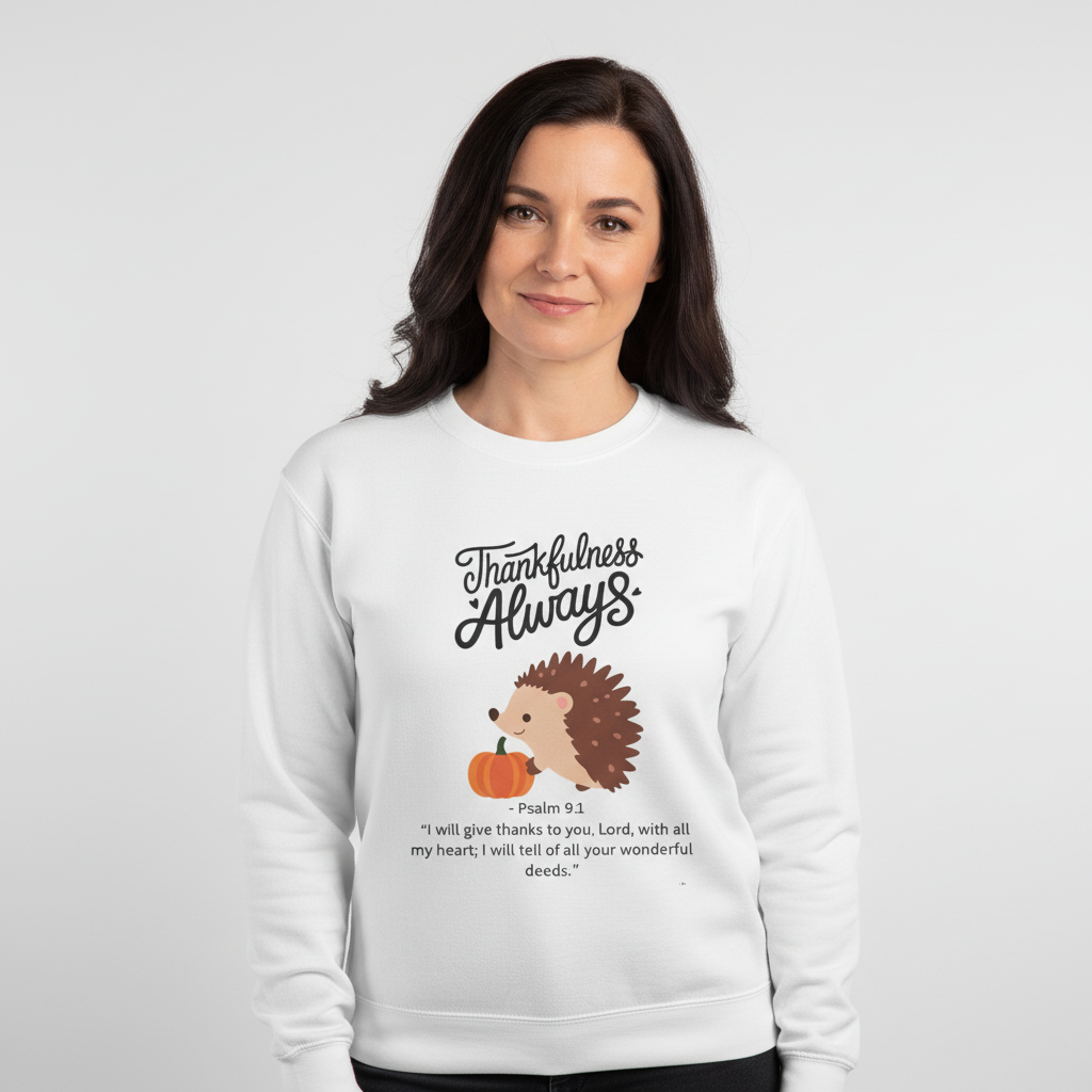 Thankfulness Always Hedgehog Long Sleeve Tee, Autumn Apparel, Thanksgiving Shirt, Cute Hedgehog Gift, Fall Fashion, Unisex Tee