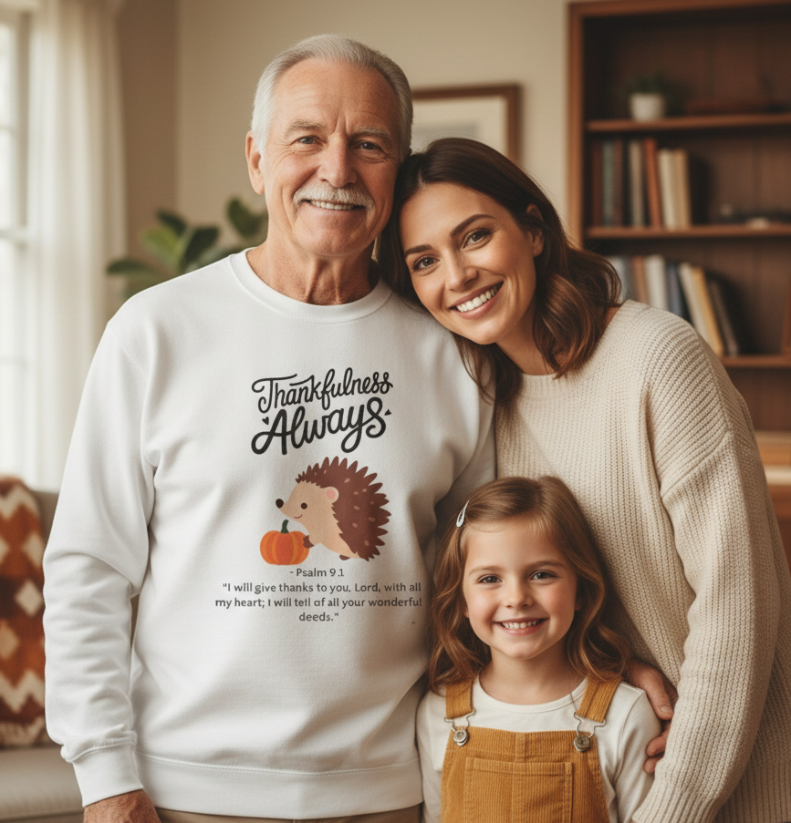 Thankfulness Always Hedgehog Long Sleeve Tee, Autumn Apparel, Thanksgiving Shirt, Cute Hedgehog Gift, Fall Fashion, Unisex Tee