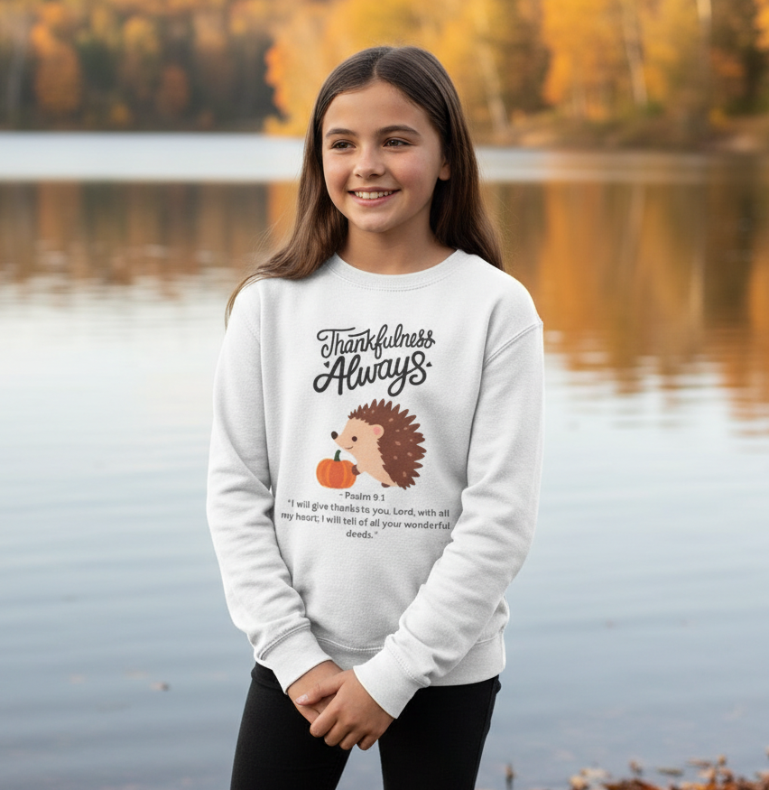 Thankfulness Always Hedgehog Long Sleeve Tee, Autumn Apparel, Thanksgiving Shirt, Cute Hedgehog Gift, Fall Fashion, Unisex Tee