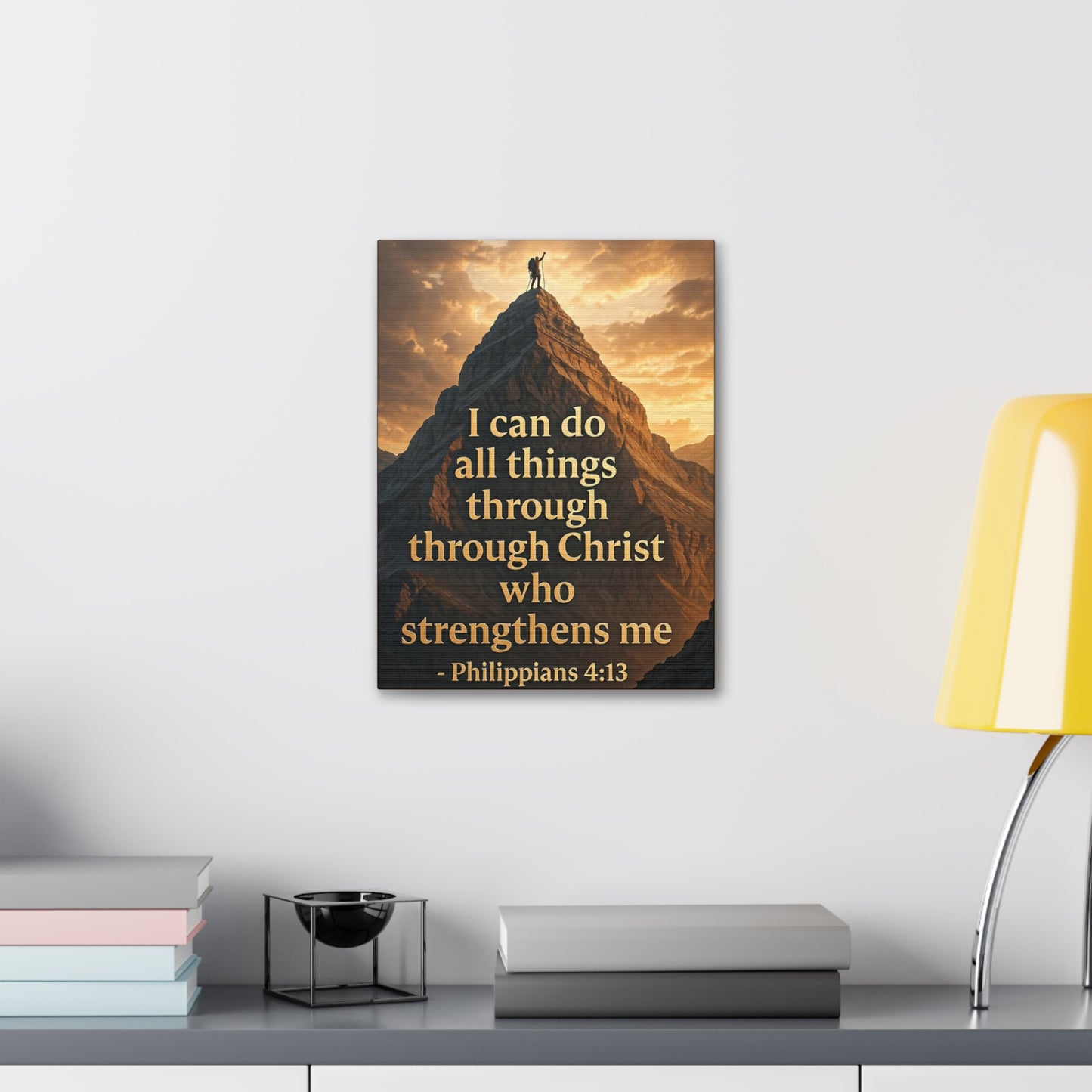 Philippians 4:13 Mountain Canvas Print — Inspirational Christian Wall Art