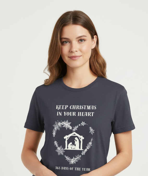 Keep Christmas in your Heart 365 Days a Year.  Jersey Short Sleeve Tee