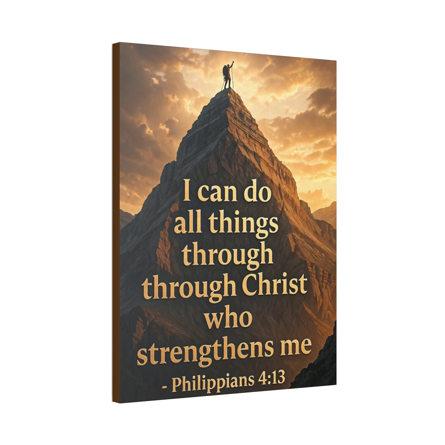 Philippians 4:13 Mountain Canvas Print — Inspirational Christian Wall Art