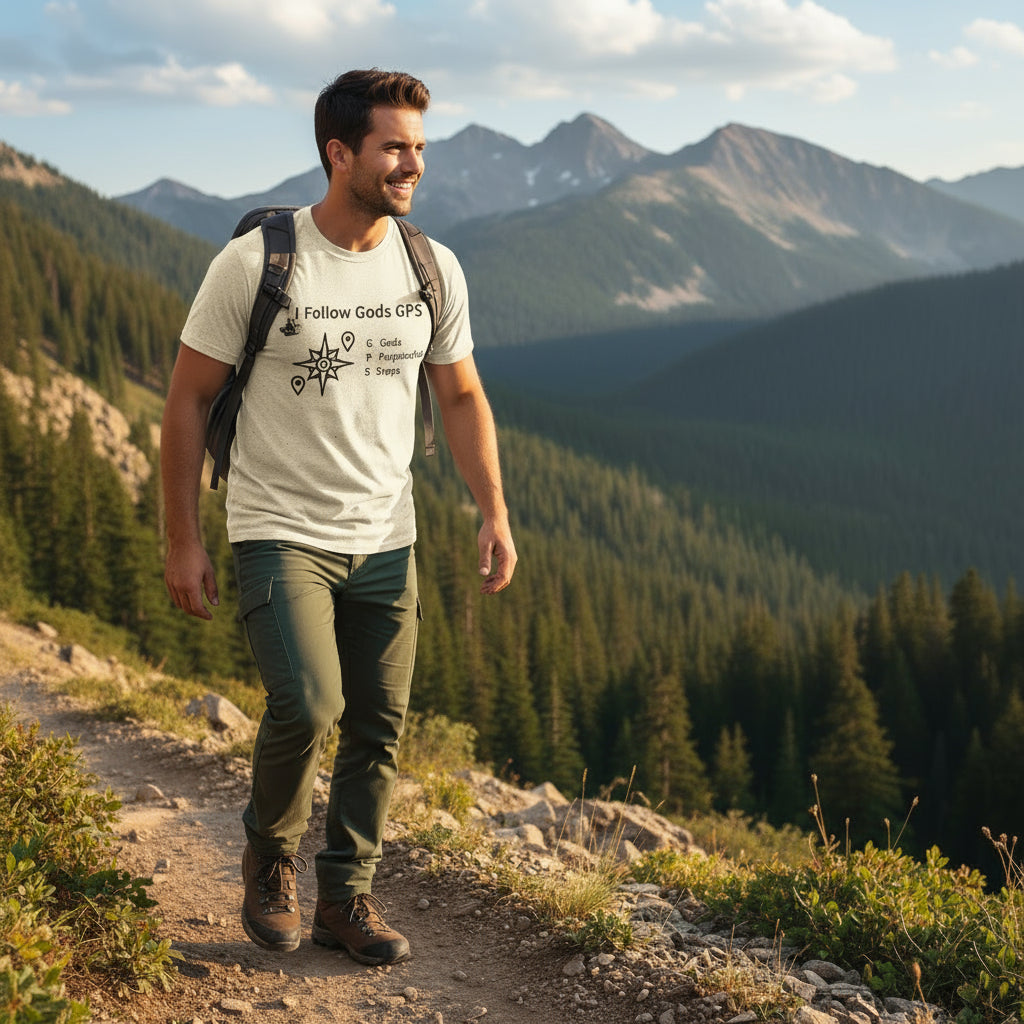 I Follow Gods GPS , Faith Shirt, Christian T-Shirt, Inspirational Gift, Casual Wear, Biblical Encouragement