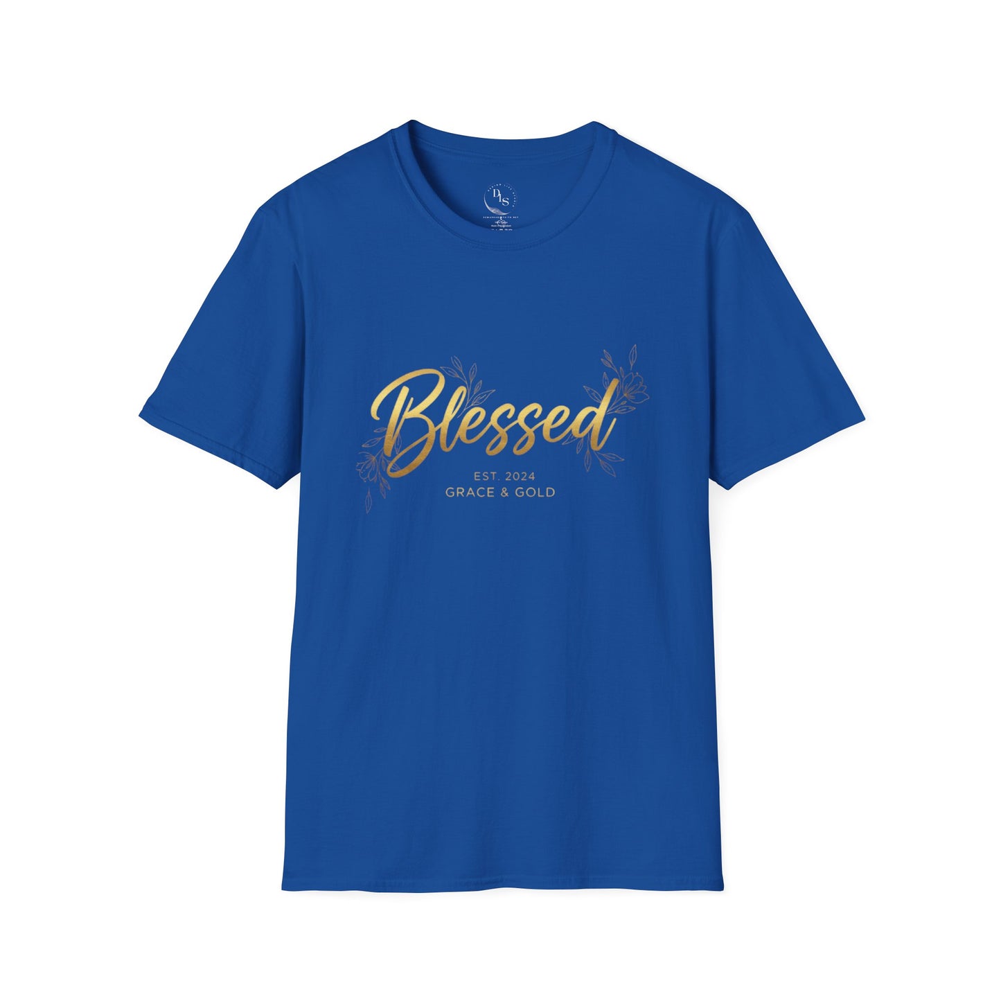 Blessed Gold Script T-Shirt — Inspirational Faith Tee