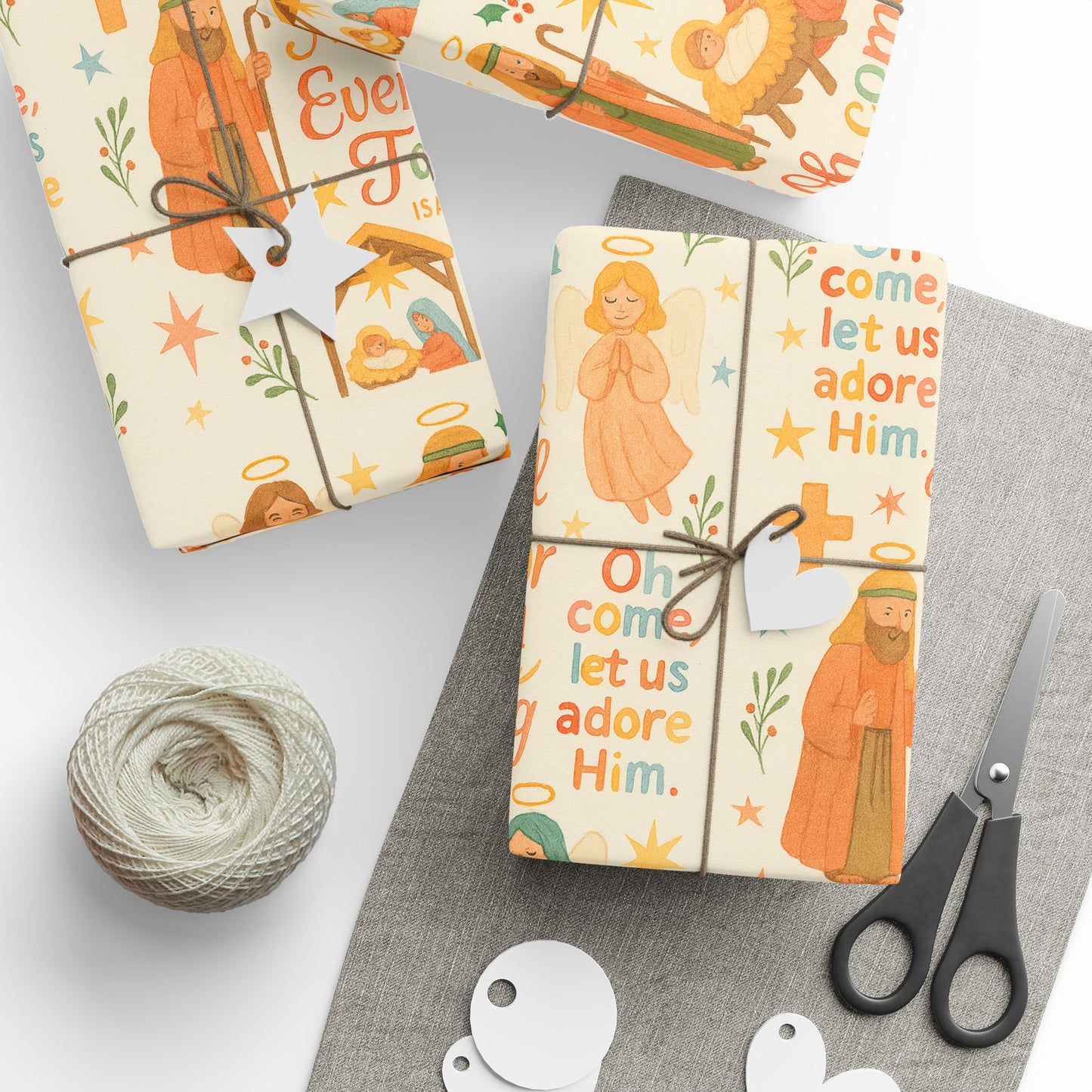 Christmas Nativity Wrapping Paper — "His Name Shall Be Called Wonderful Counselor" Religious Gift Wrap